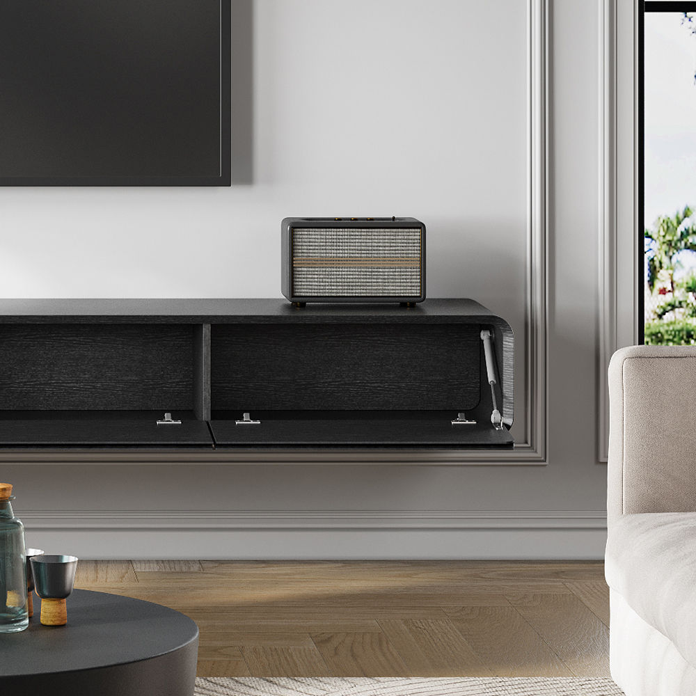 Floating Black MDF TV Stands