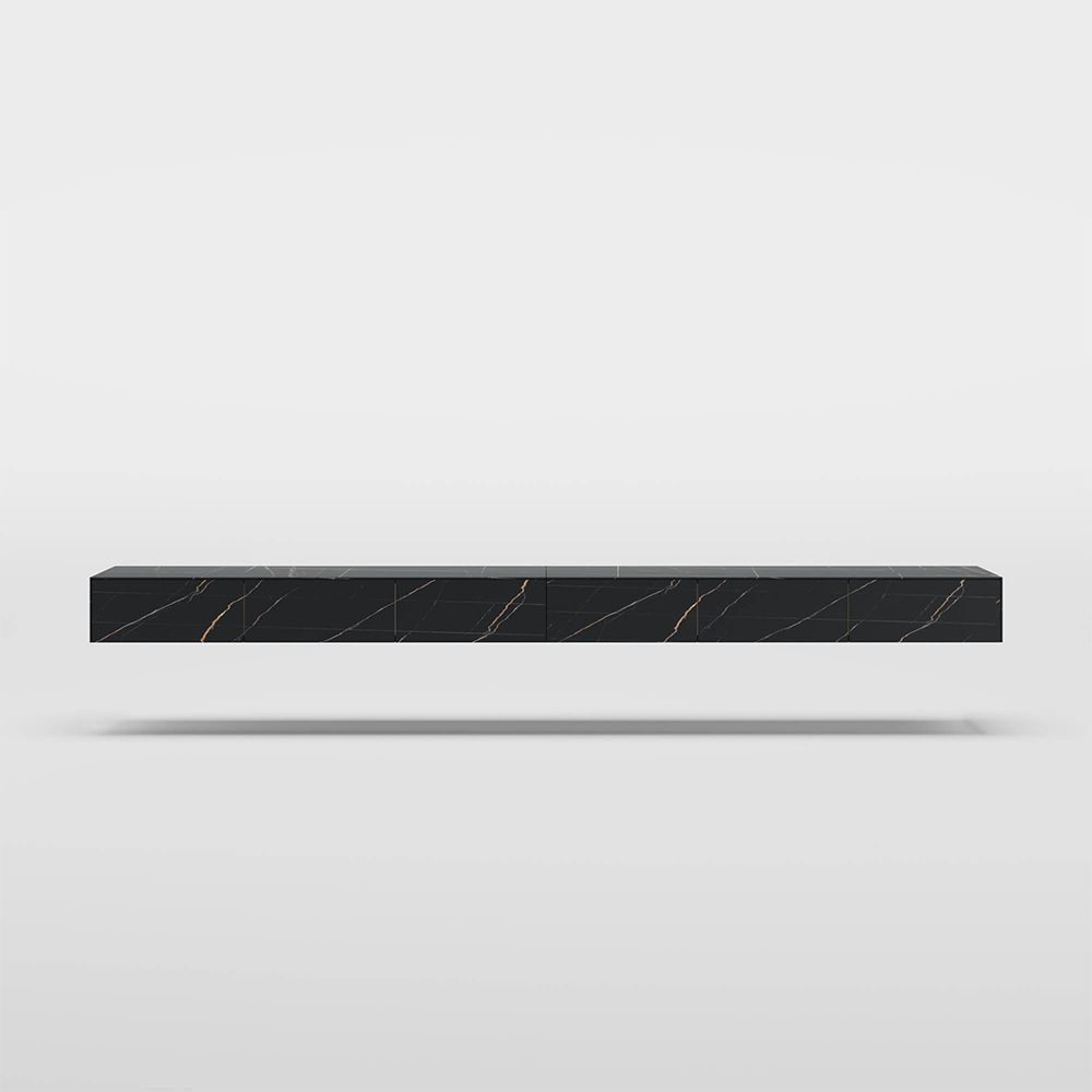 with Drawers Black Sintered Stone TV Stands