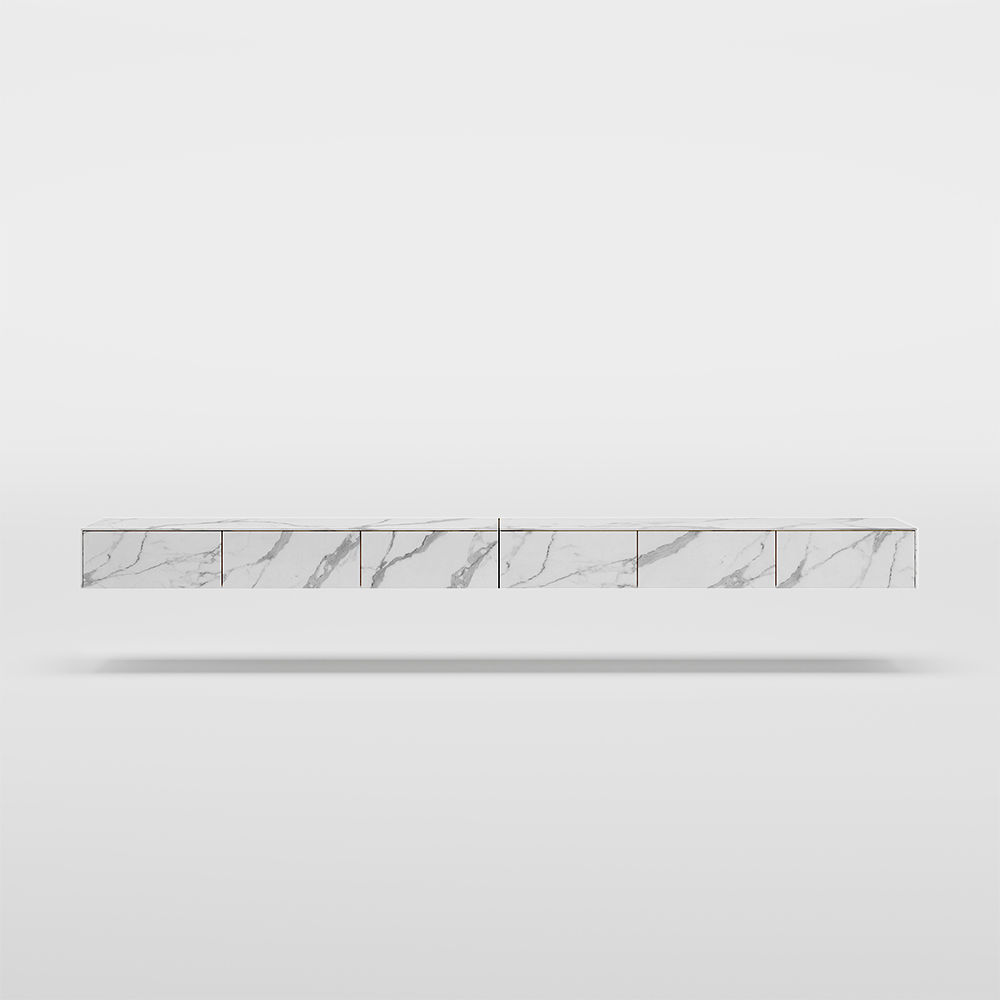 with Drawers White Sintered Stone TV Stands