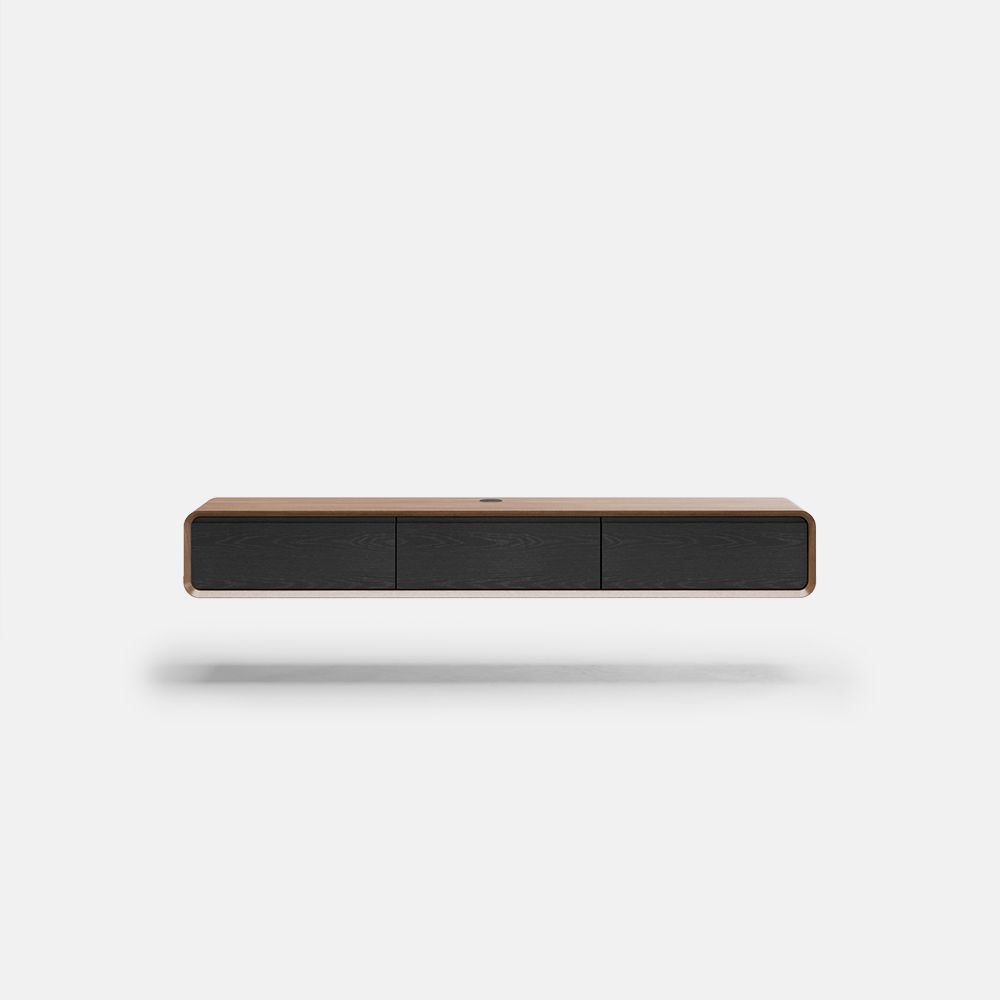 Floating Dark Wood & Black MDF TV Stands