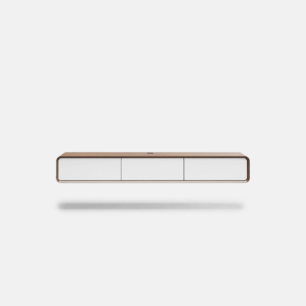 con armadietti Legno scuro e bianco  MDF Supporti TV