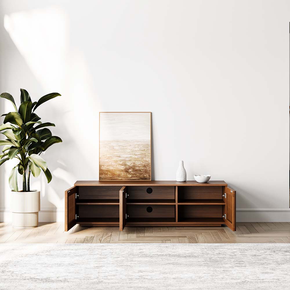Mid Century Modern Dark Wood Plywood TV Stands