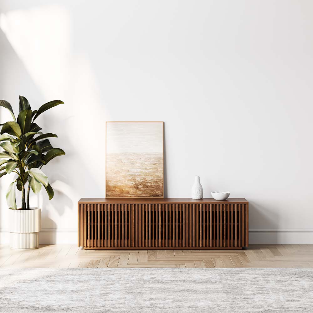Mid Century Modern Dark Wood Plywood TV Stands