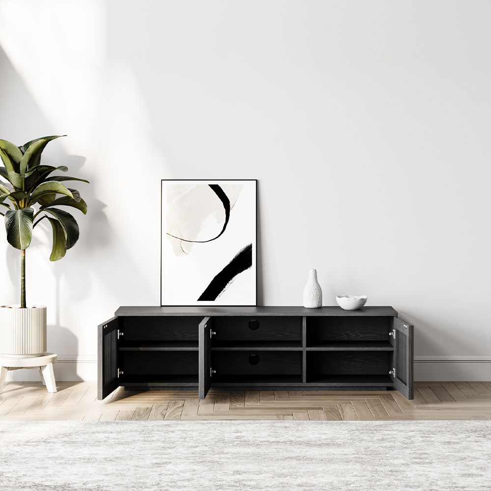 Mid Century Modern Black Plywood TV Stands