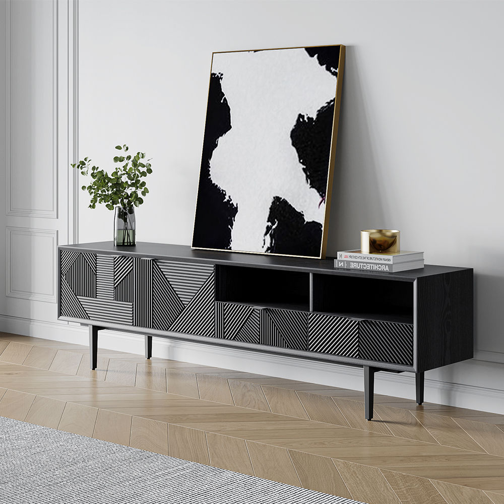 with Drawers Black MDF TV Stands