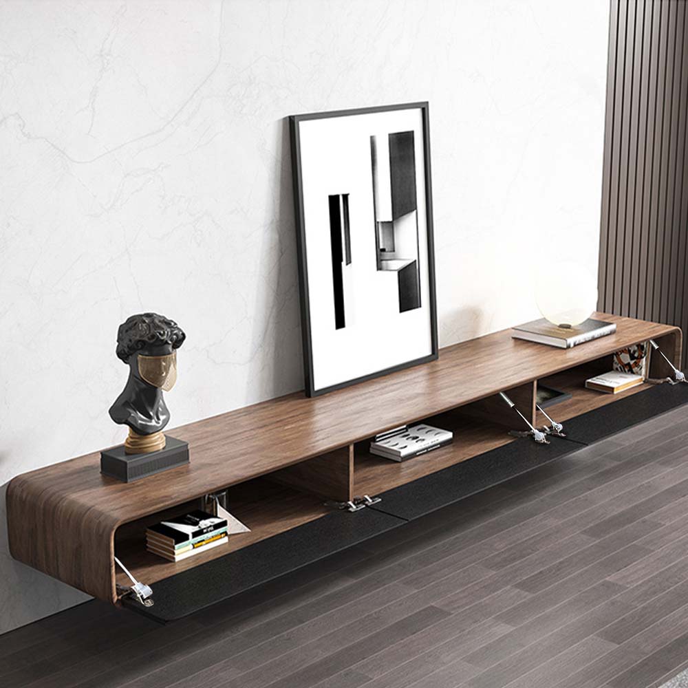 with Cabinets Dark Wood & Black MDF TV Stands
