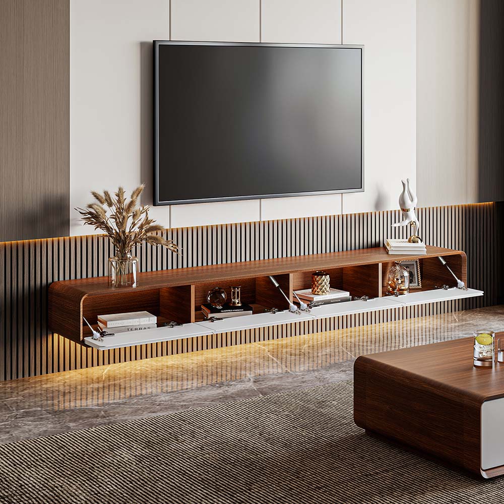 con armadietti Legno scuro e bianco  MDF Supporti TV