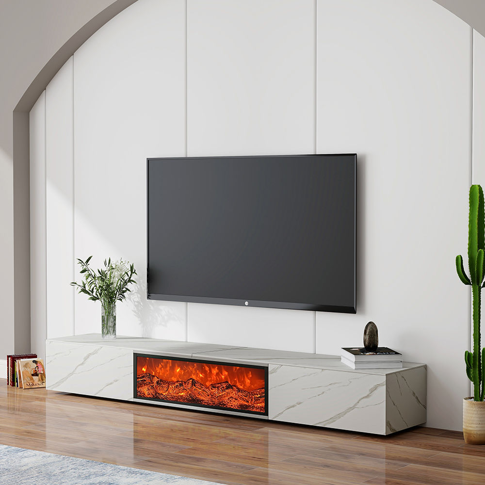 Fully Assemble White Glossy Sintered Stone TV Stands