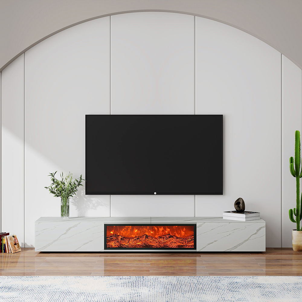 Fully Assemble White Glossy Sintered Stone TV Stands