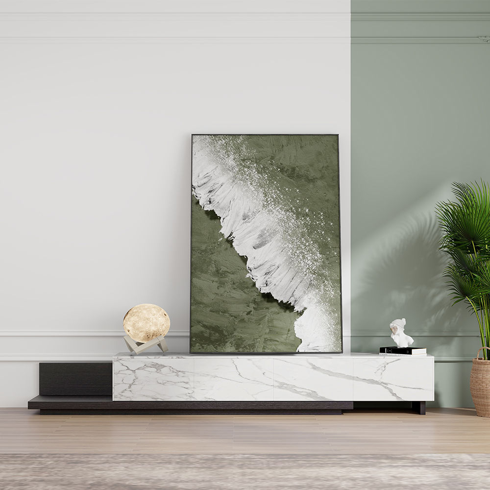 Extendable White Sintered Stone TV Stands