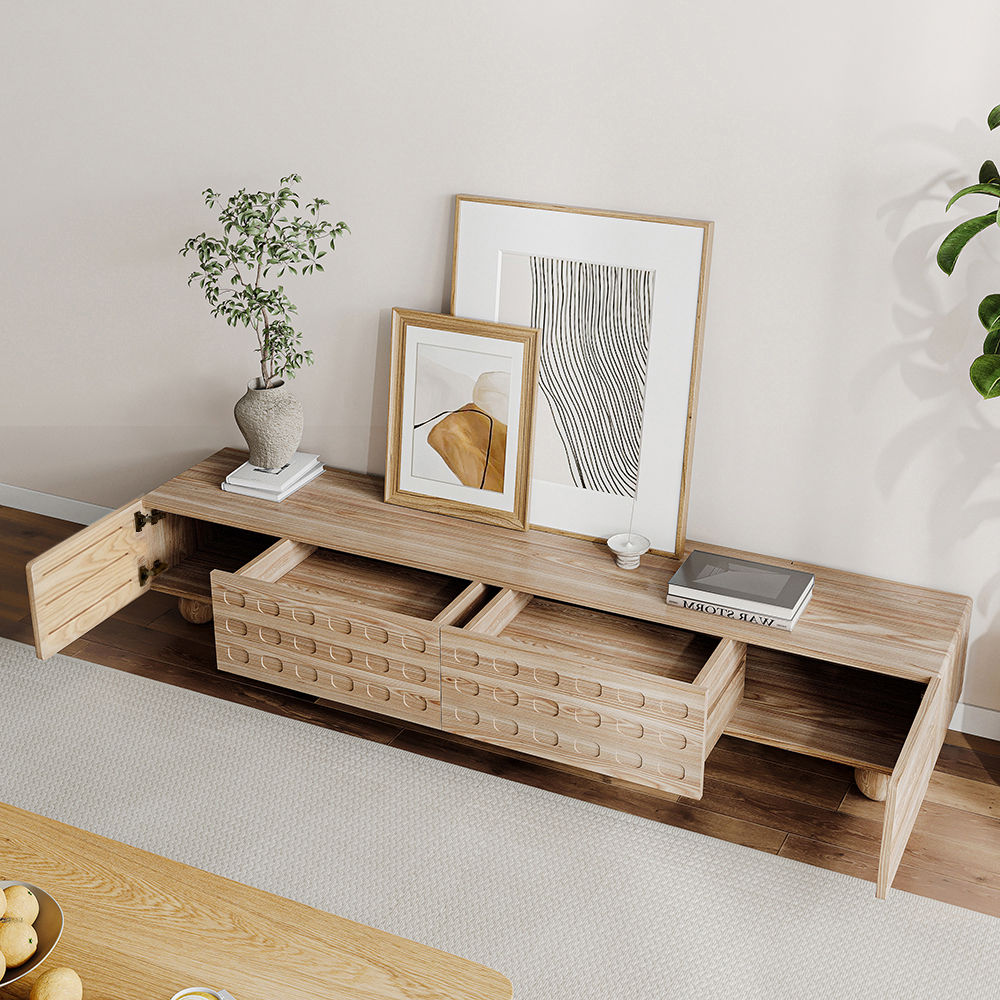 Mid Century Modern Holzfarbe Sperrholz + Eschenfurnier TV-Möbel