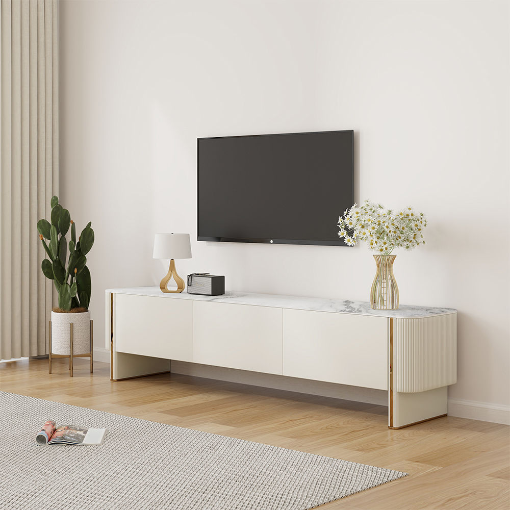 with Drawers Beige MDF TV Stands