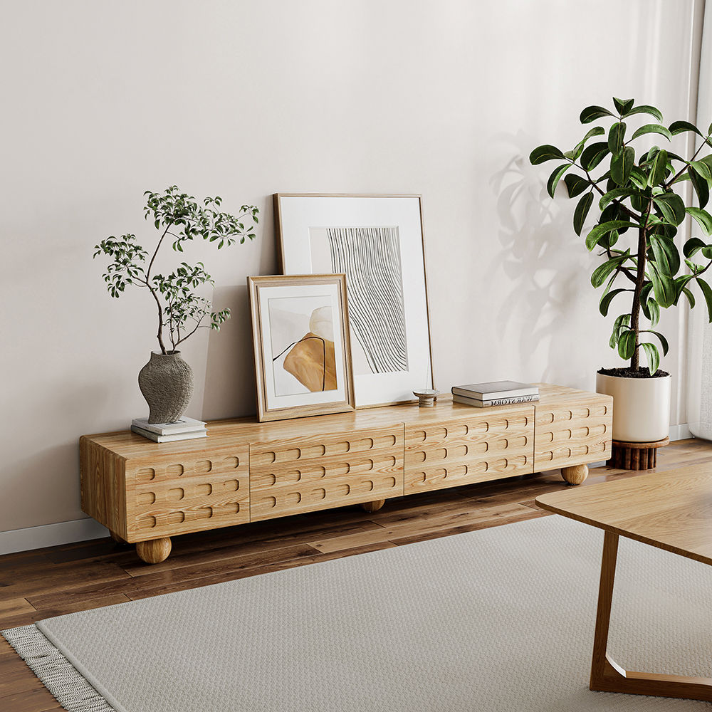 Wood Leg Wood color Plywood TV Stands