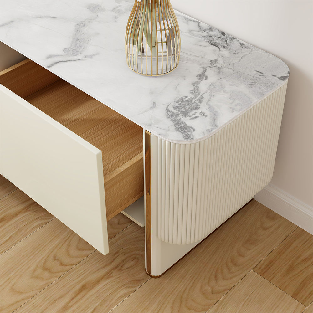 with Drawers Beige MDF TV Stands