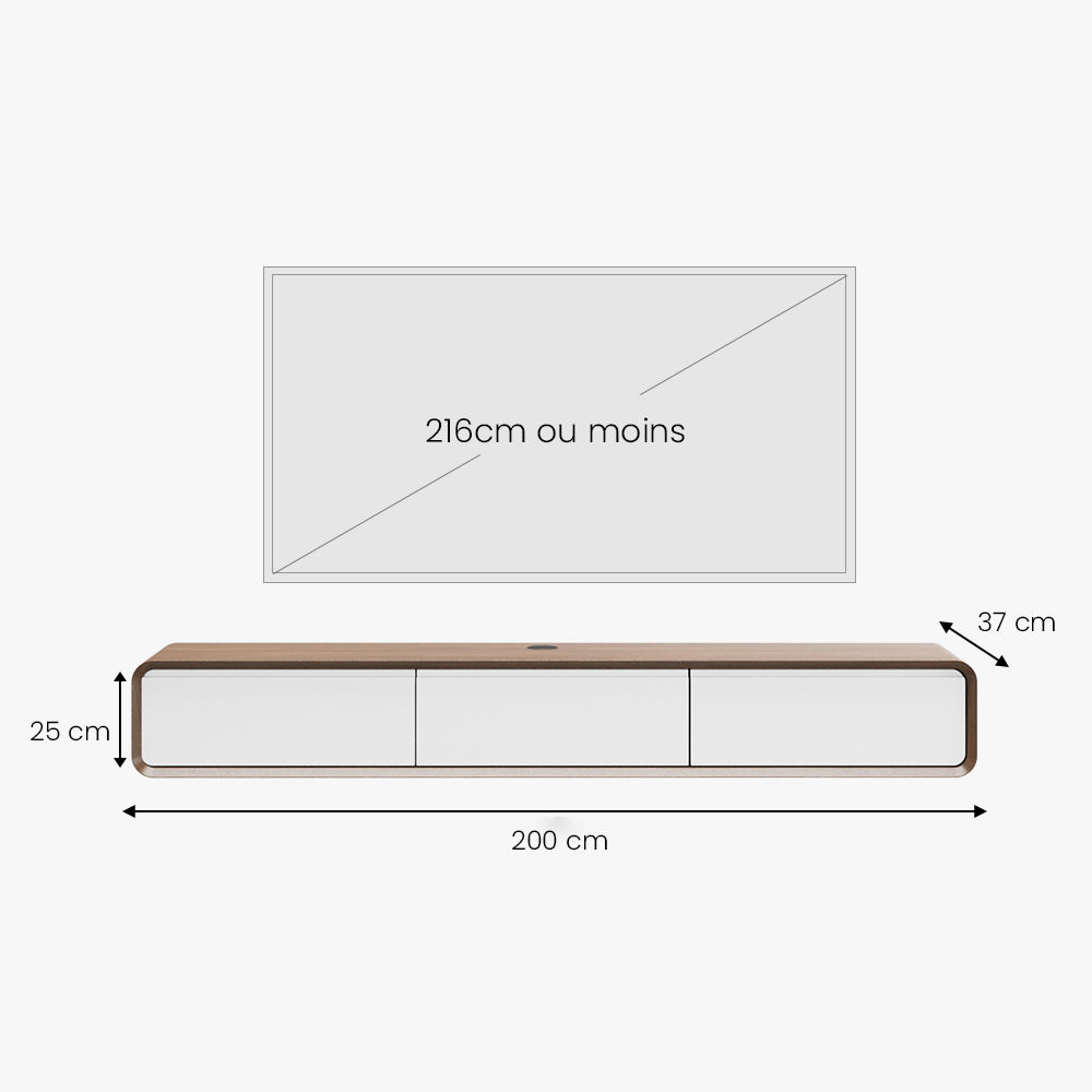 Assemblage partiel Bois foncé et blanc  MDF Meubles TV