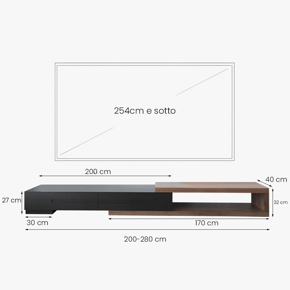 senza cassetti Legno scuro e nero  MDF Supporti TV