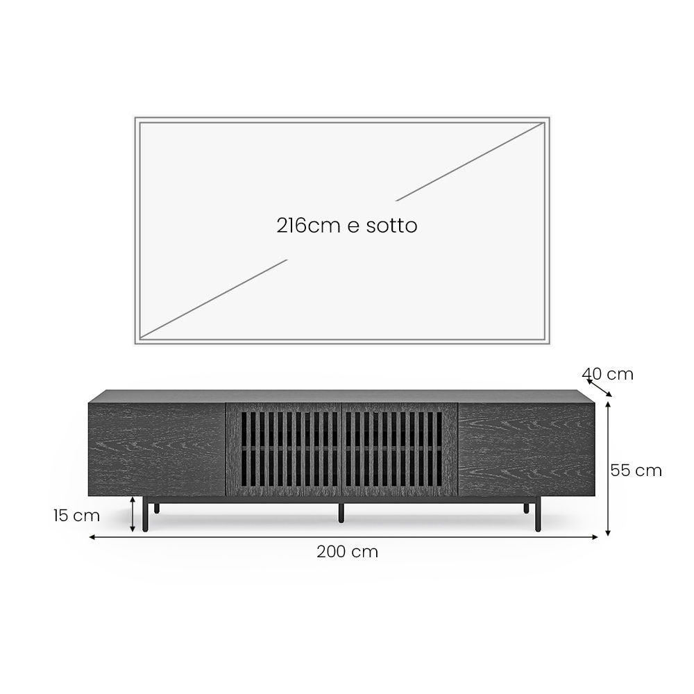 Mid Century Modern Nero  MDF Supporti TV