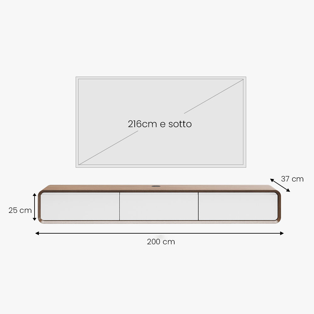 con armadietti Legno scuro e bianco  MDF Supporti TV