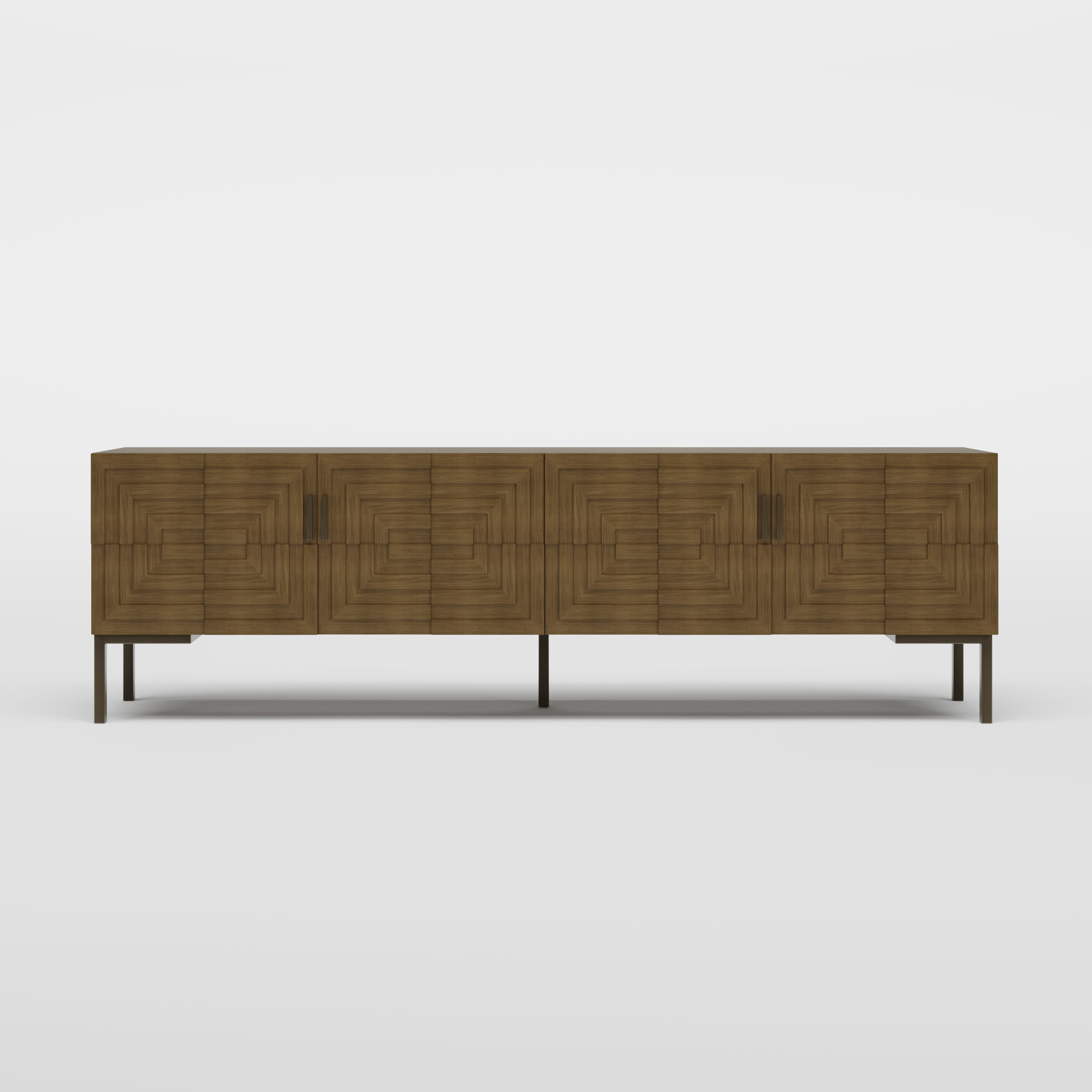 Metal Leg Teak color MDF TV Stands