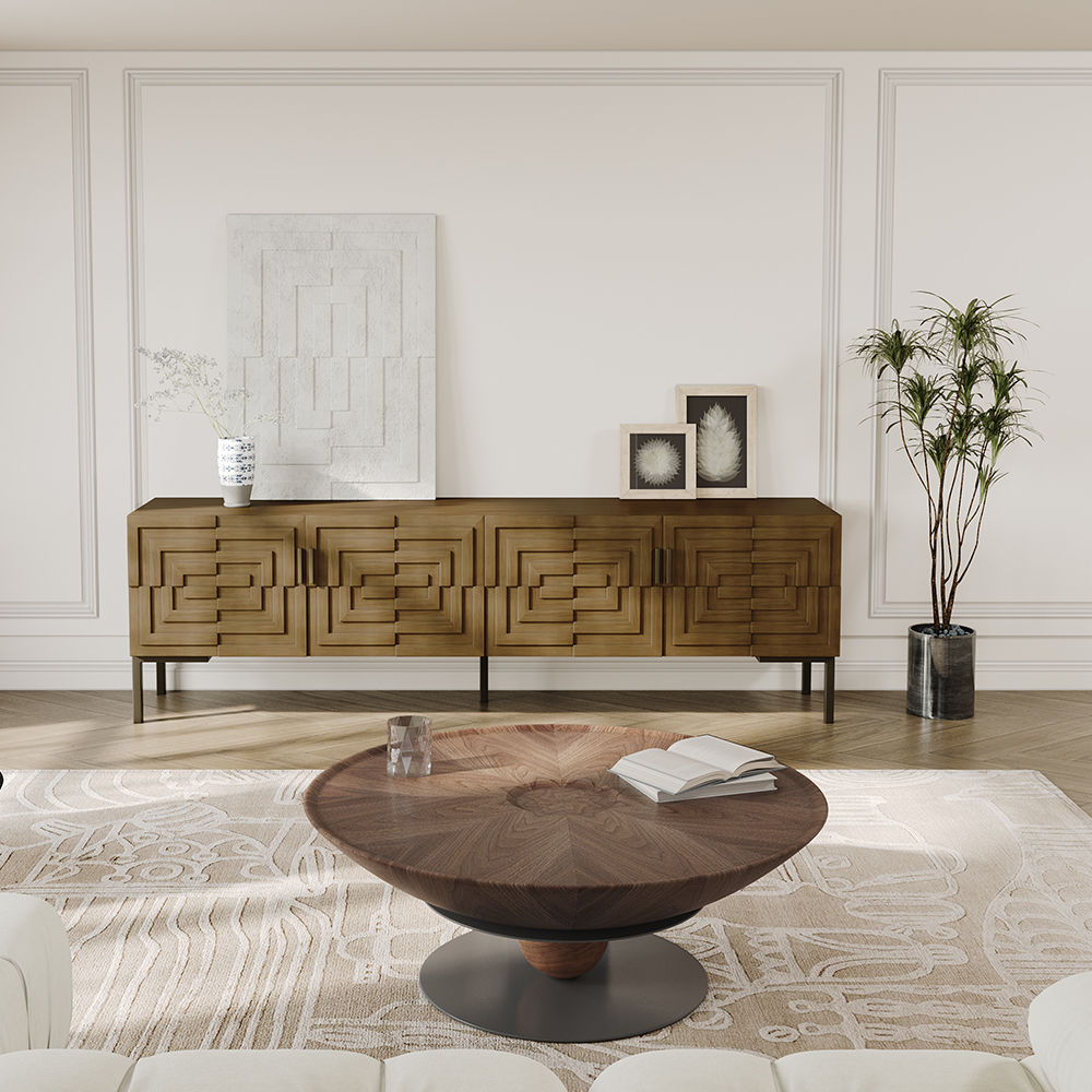 Partly Assemble Teak color MDF TV Stands