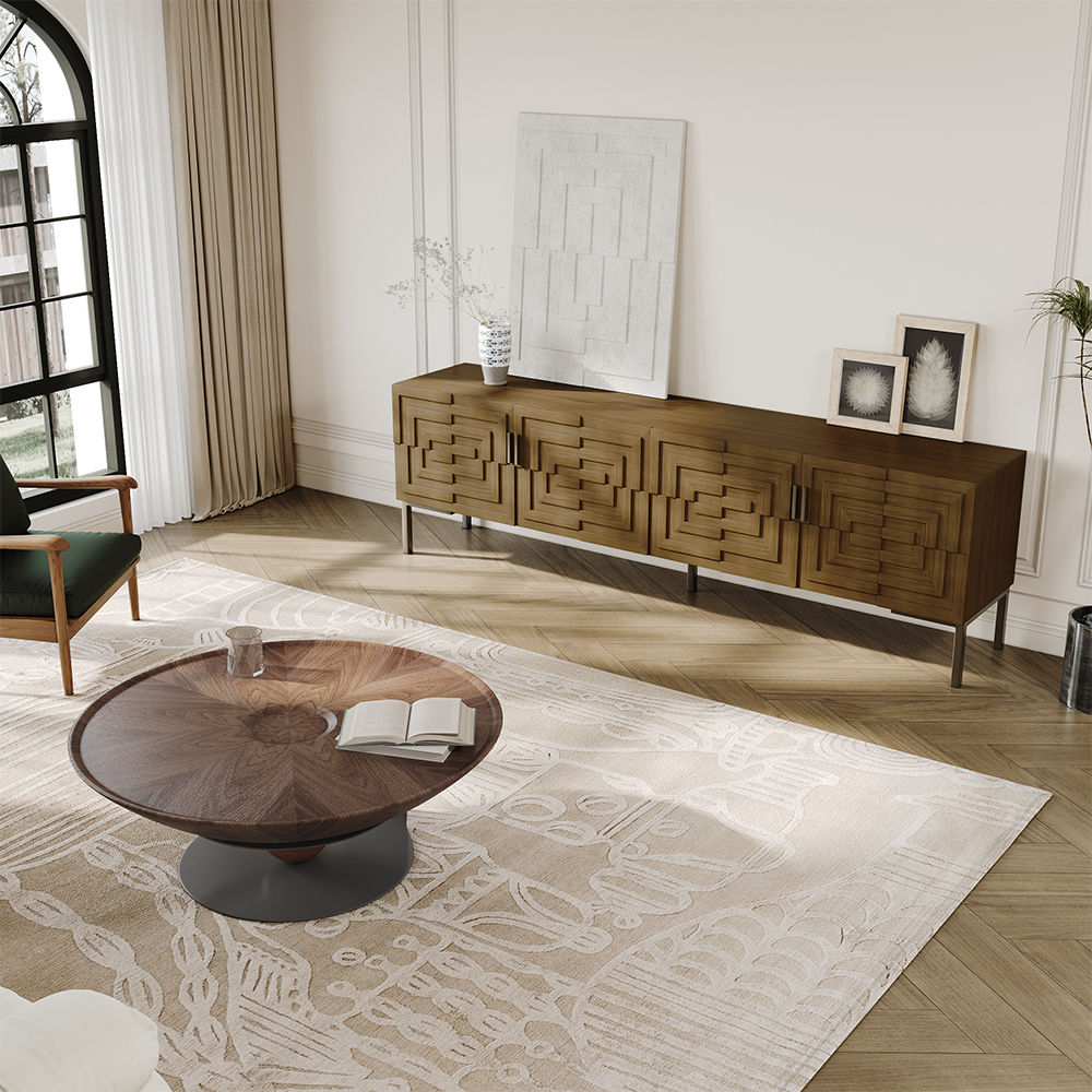Partly Assemble Teak color MDF TV Stands