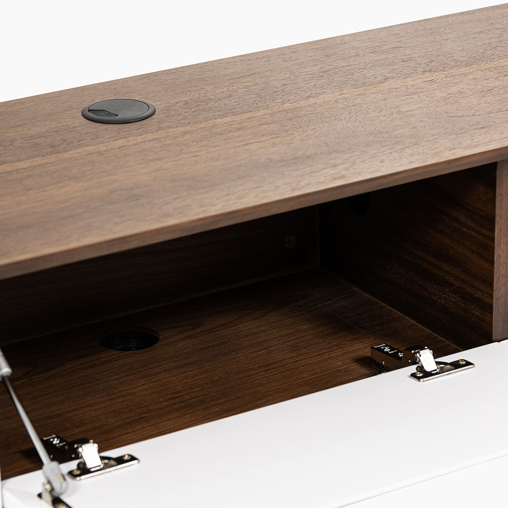 with Cabinets Dark Wood & White MDF TV Stands