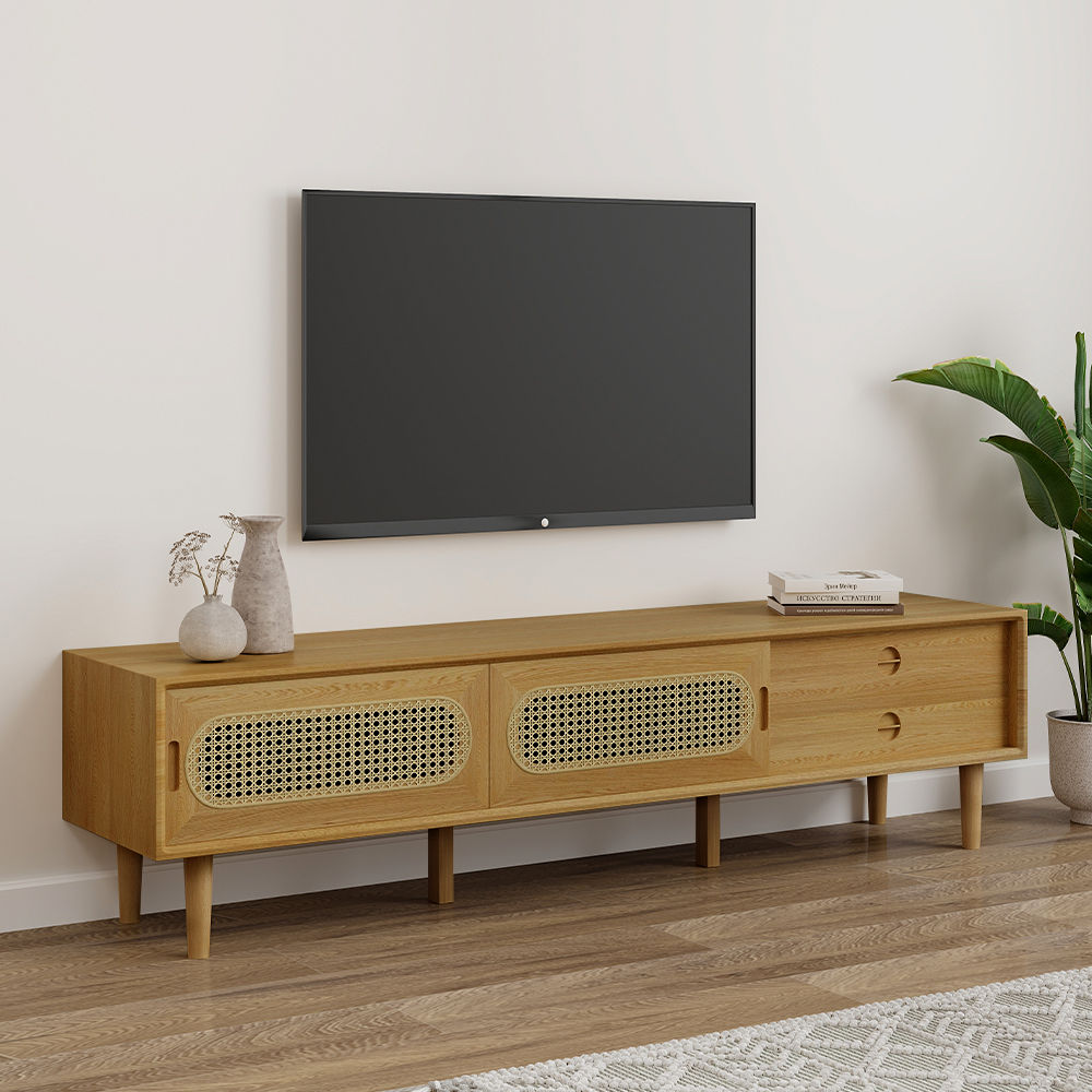Nordic Style Wood color White Oak TV Stands