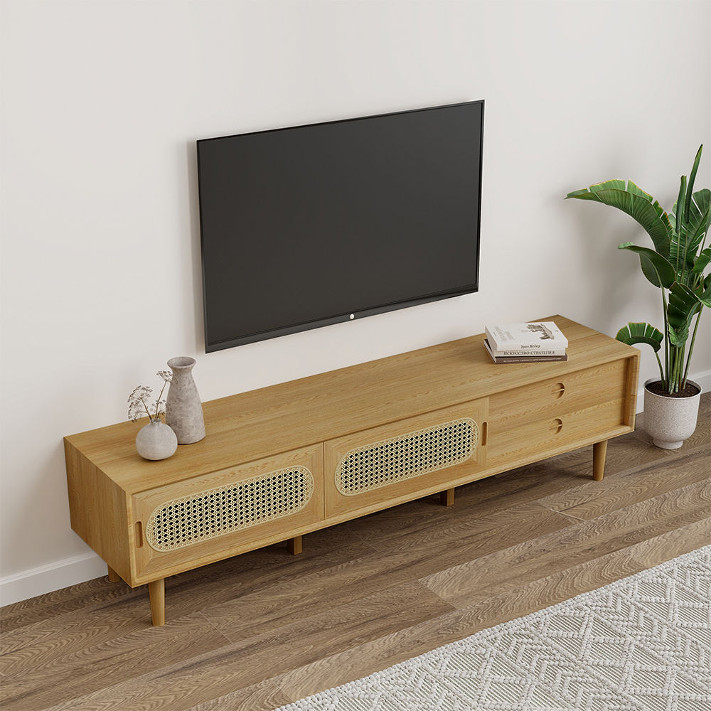 Solid Wood Wood color White Oak TV Stands