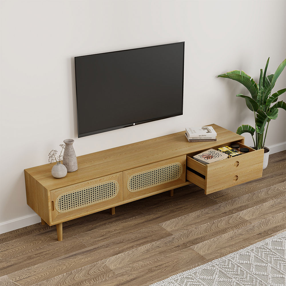 Mid Century Modern Wood color White Oak TV Stands