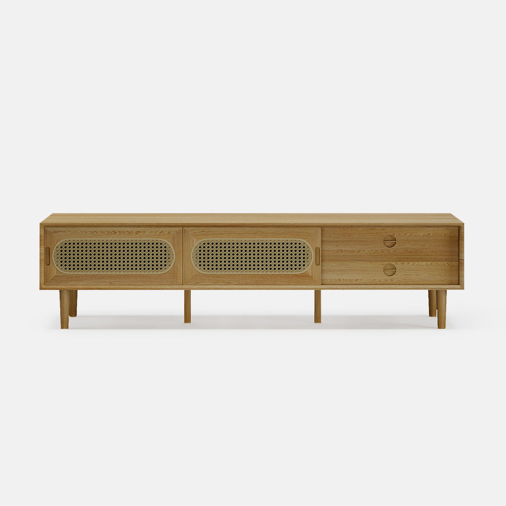 Mid Century Modern Wood color White Oak TV Stands