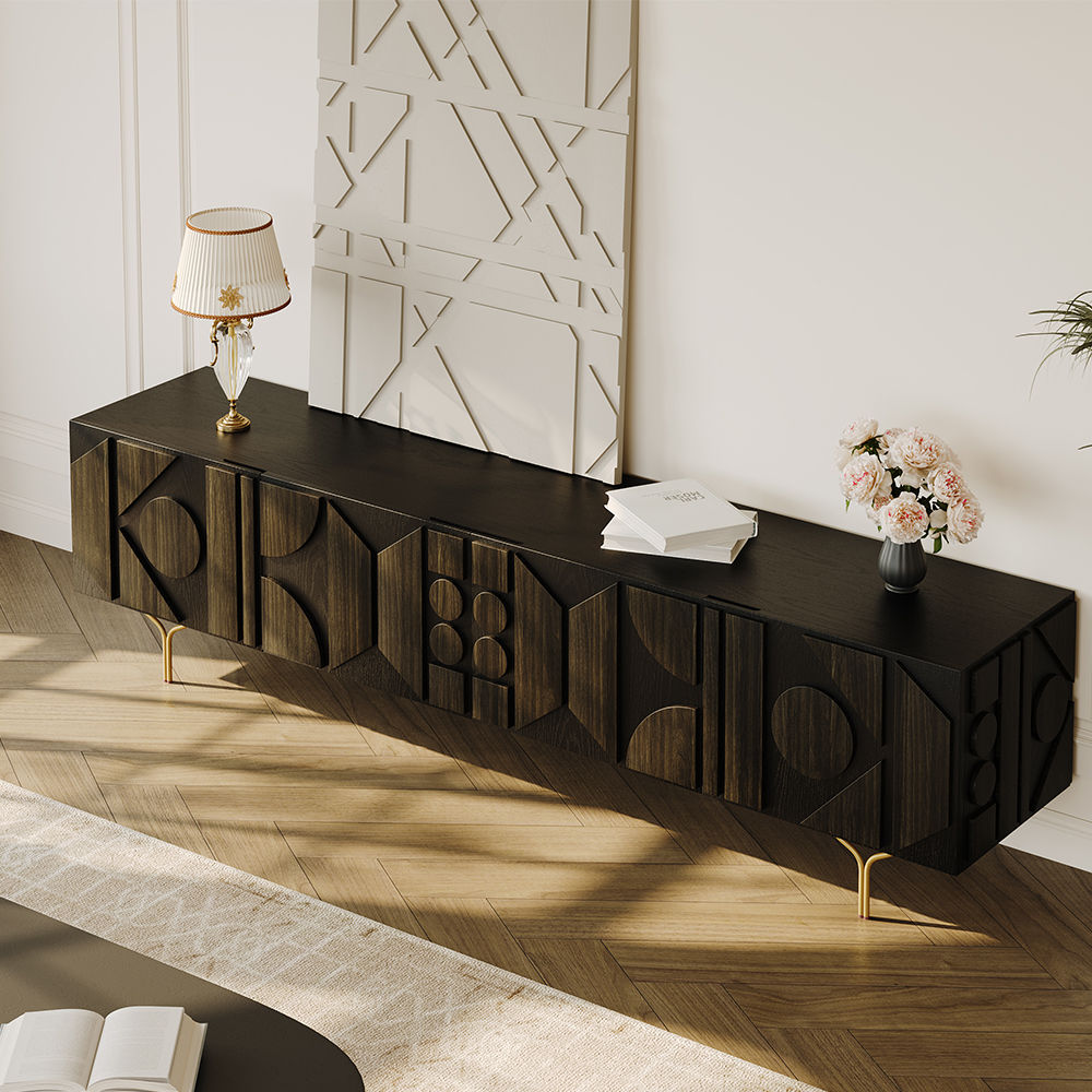 with Cabinets Smoky MDF TV Stands