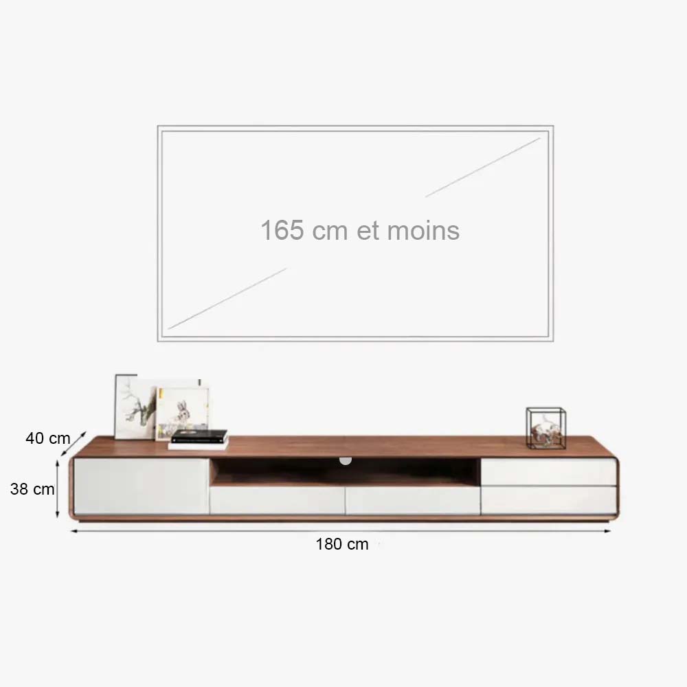 Bois foncé et blanc  MDF Meubles TV