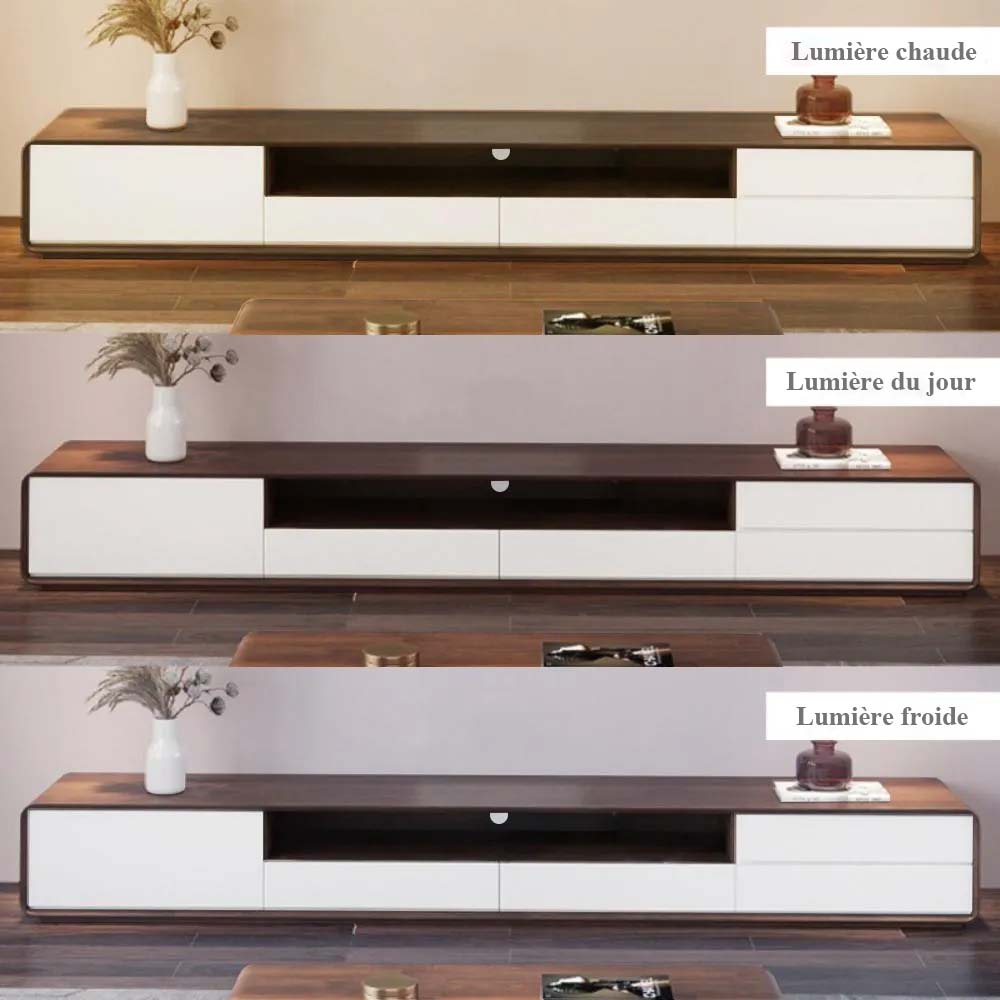 Bois foncé et blanc  MDF Meubles TV