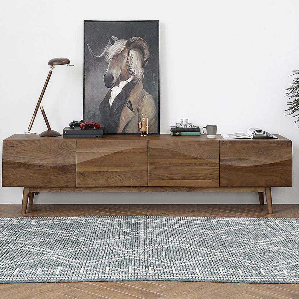 with Cabinets Dark Wood Wood TV Stands