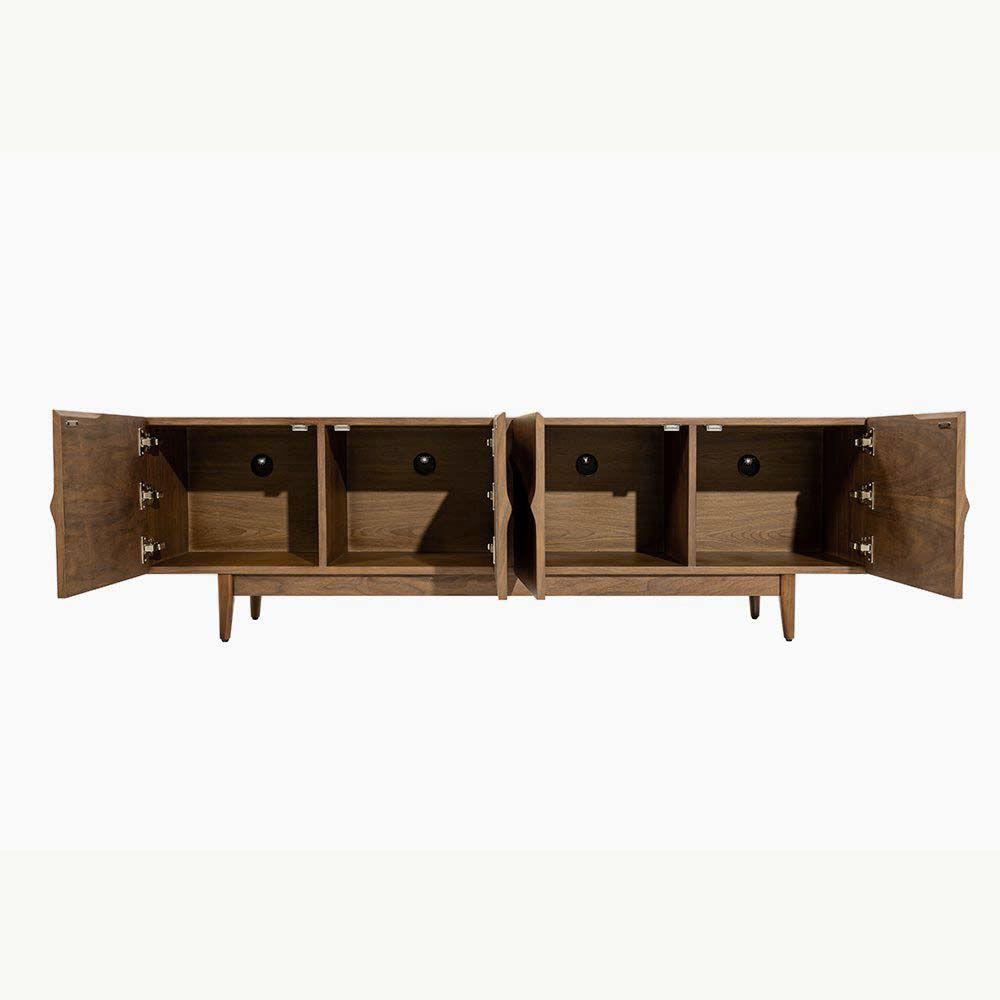 with Cabinets Dark Wood Wood TV Stands