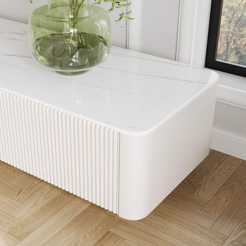 with Storage White Glossy Sintered Stone TV Stands
