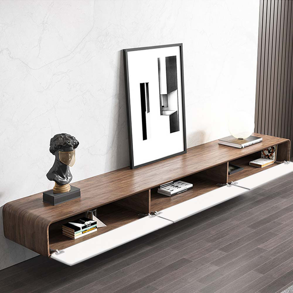 Floating Dark Wood & White MDF TV Stands