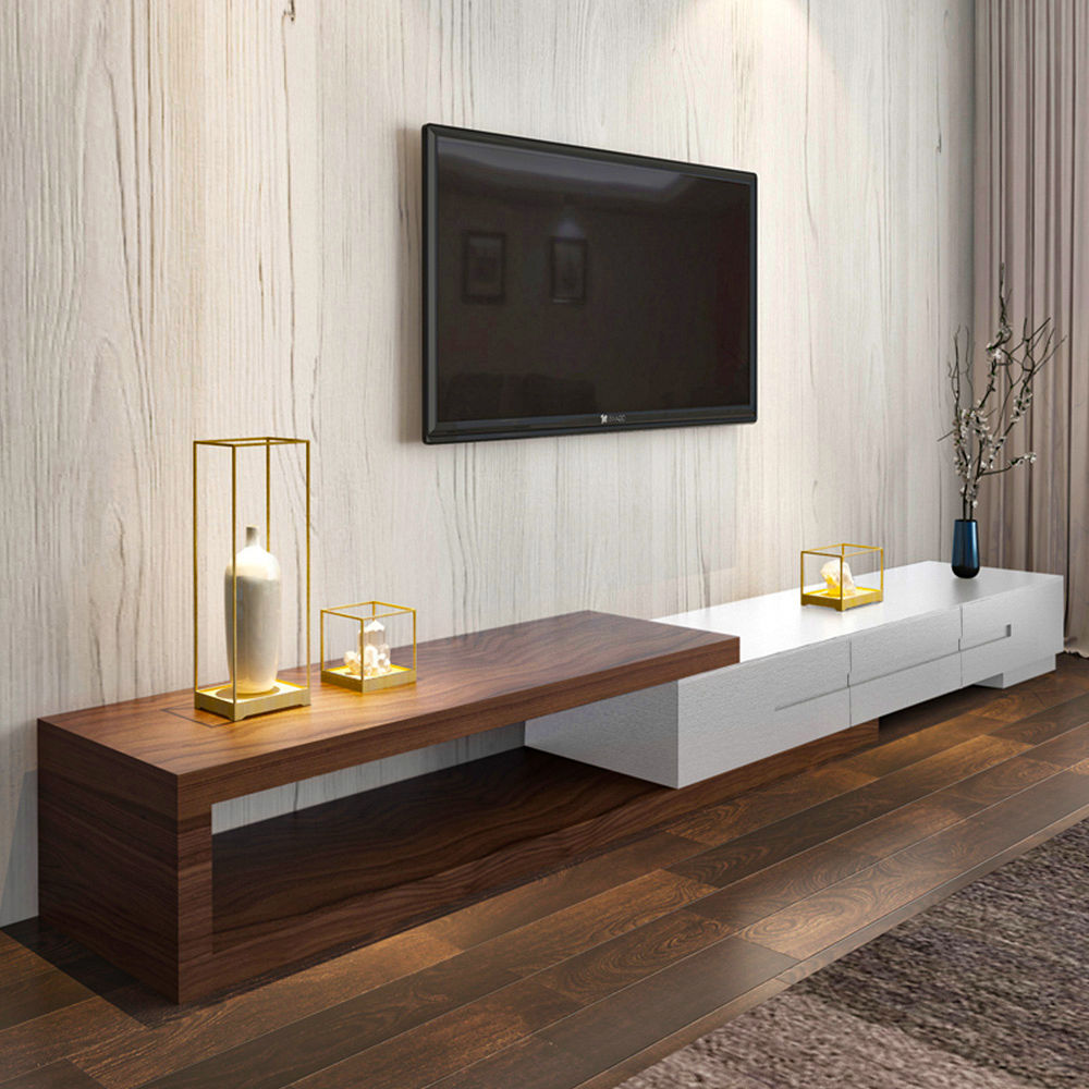 with Storage Dark Wood & White MDF TV Stands