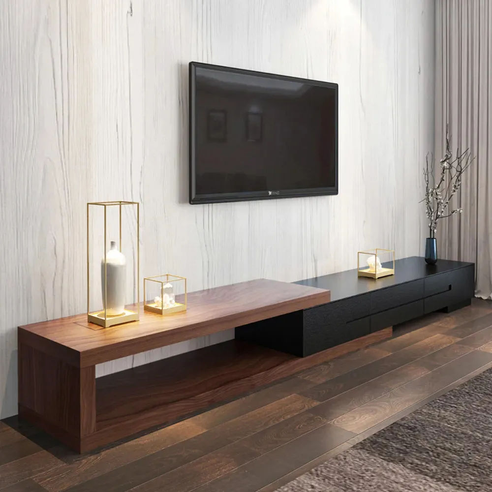 sans tiroirs Bois foncé et noir  MDF Meubles TV