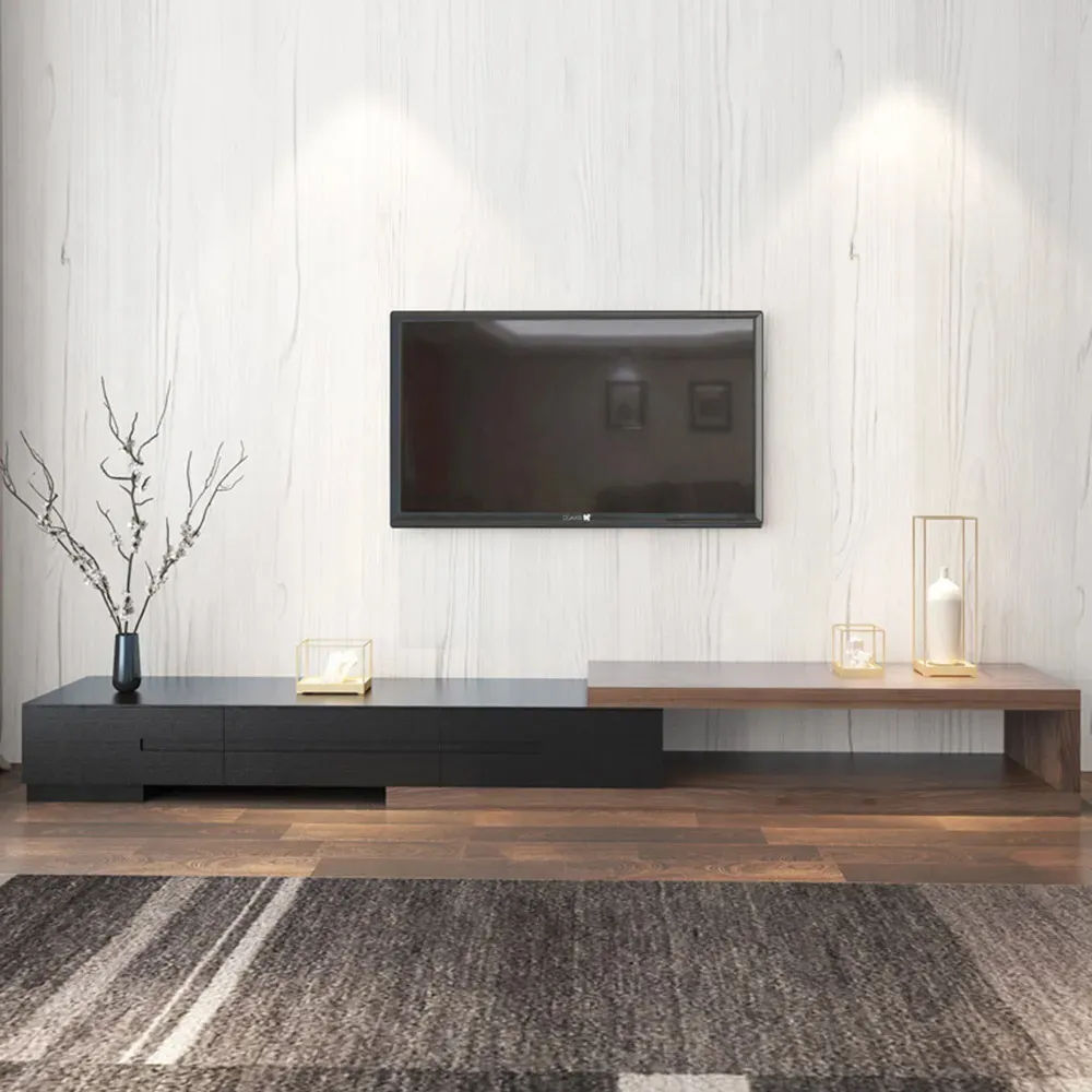 sans tiroirs Bois foncé et noir  MDF Meubles TV