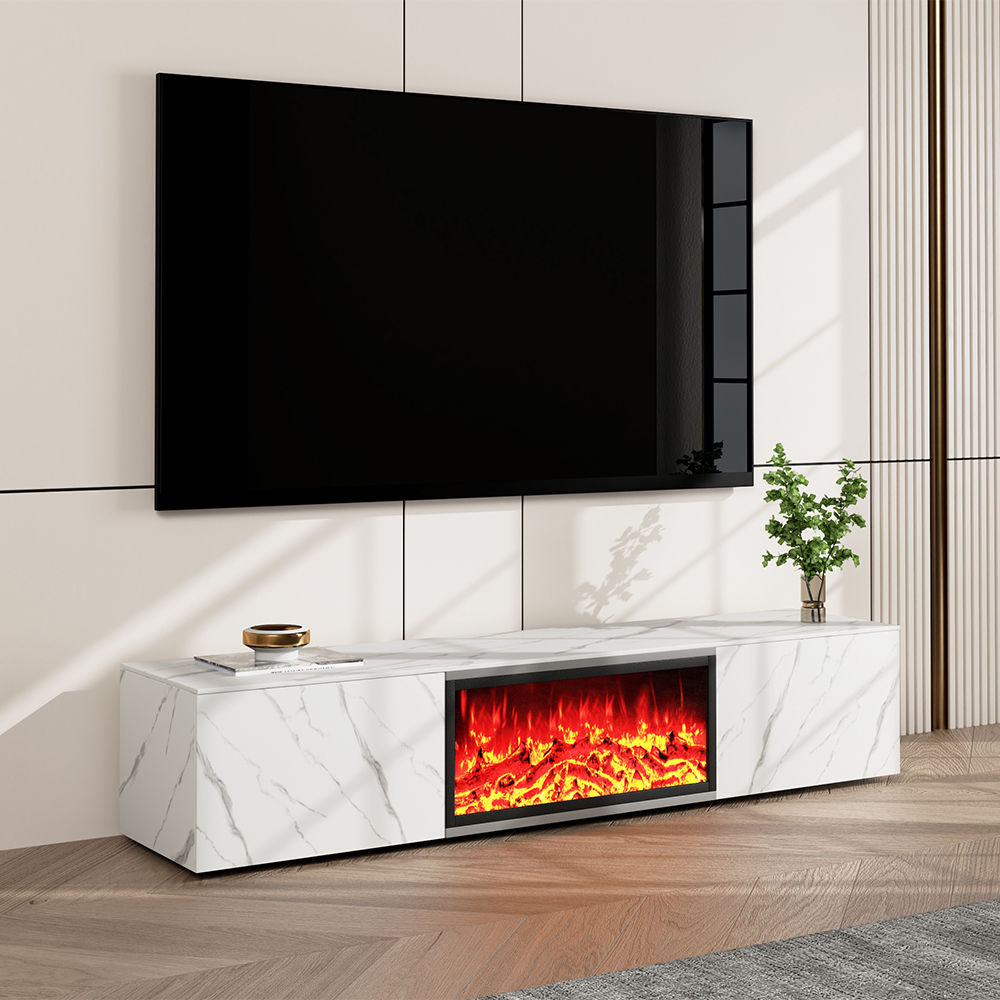 Floor TV Stand White Matte Sintered Stone TV Stands