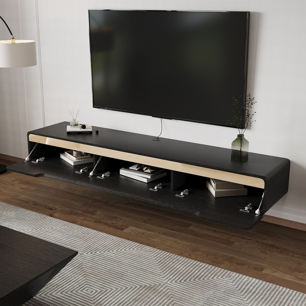 Partly Assemble Black MDF TV Stands