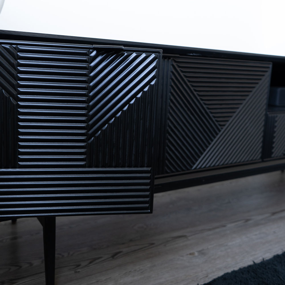 with Cabinets Black MDF TV Stands