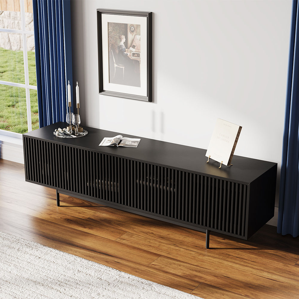 Metal Leg Black Plywood TV Stands