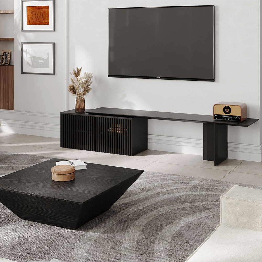 Partly Assemble Black MDF TV Stands