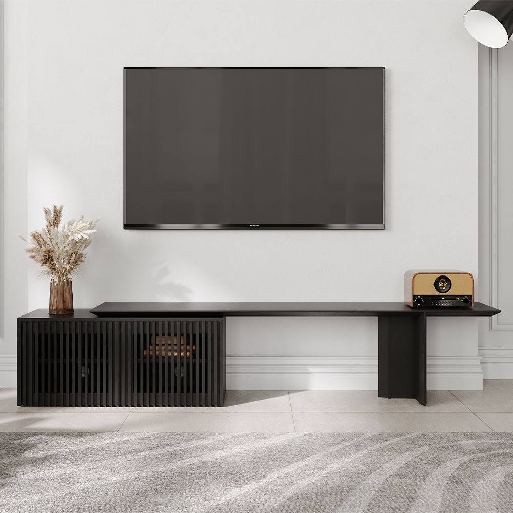 Floor TV Stand Black MDF TV Stands