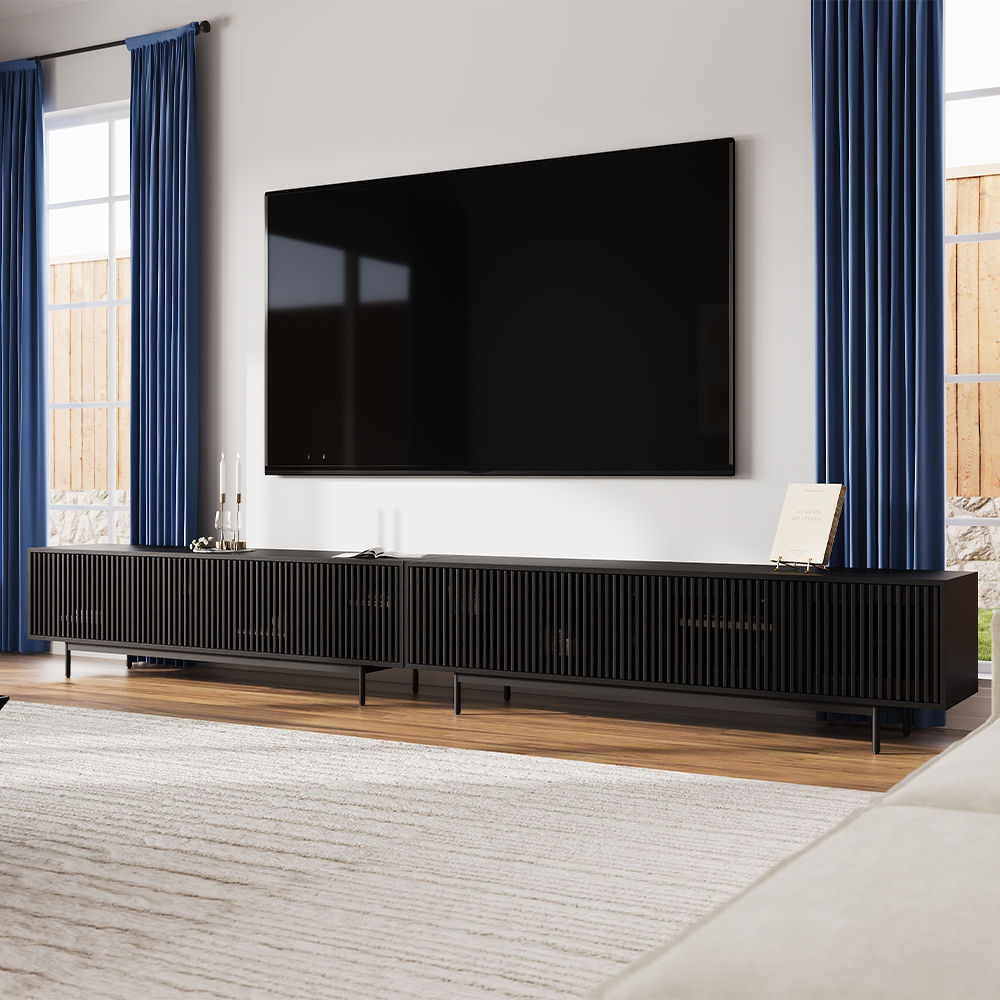 with Storage Black Plywood TV Stands