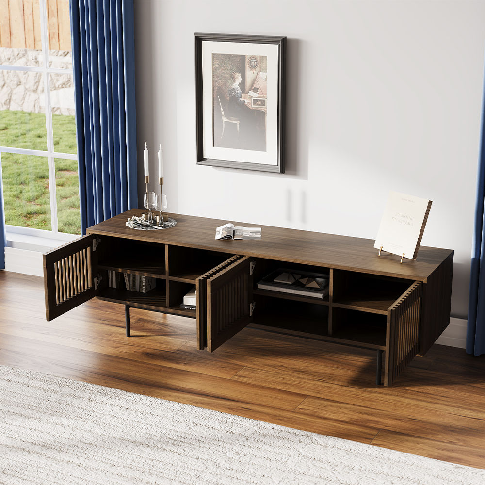with Storage Dark Wood Plywood TV Stands