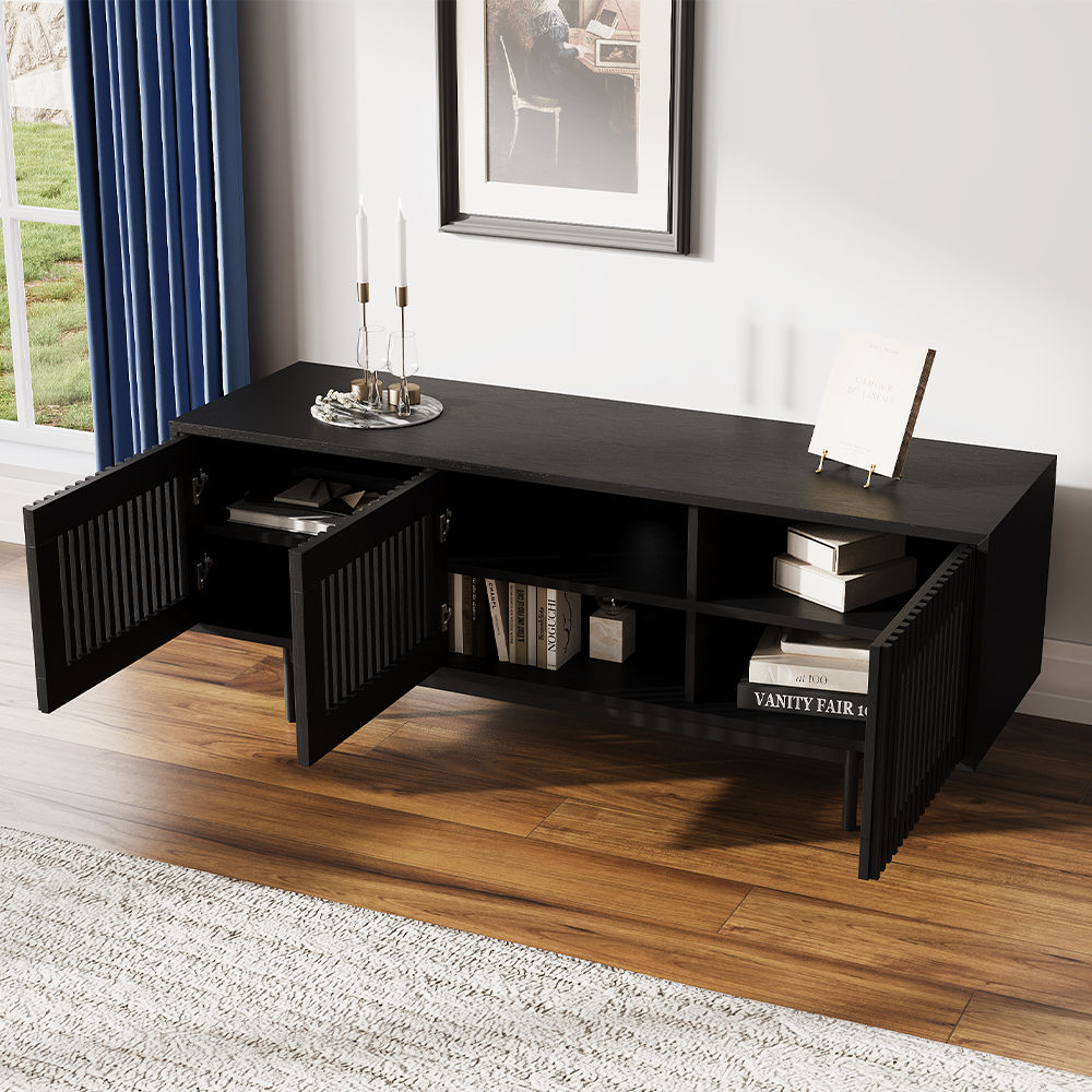 Mid Century Modern Black Plywood TV Stands