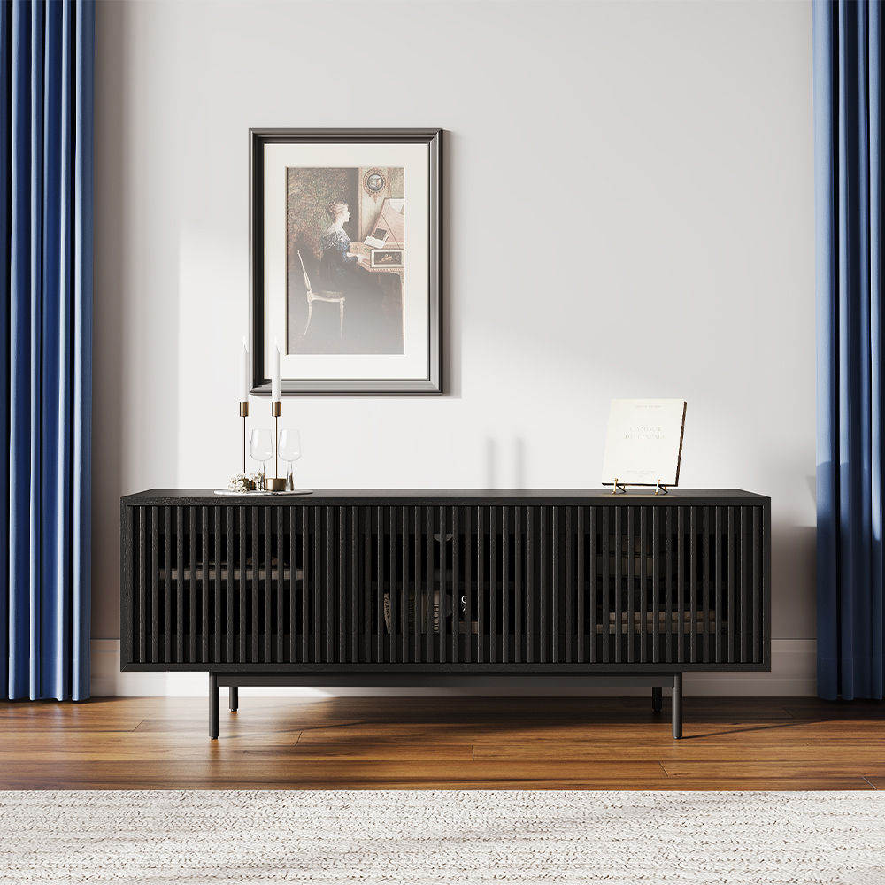Partly Assemble Black Plywood TV Stands